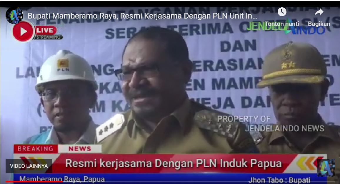 Bupati Mamberamo Raya, Resmi Kerjasama Dengan PLN Unit Induk Papua